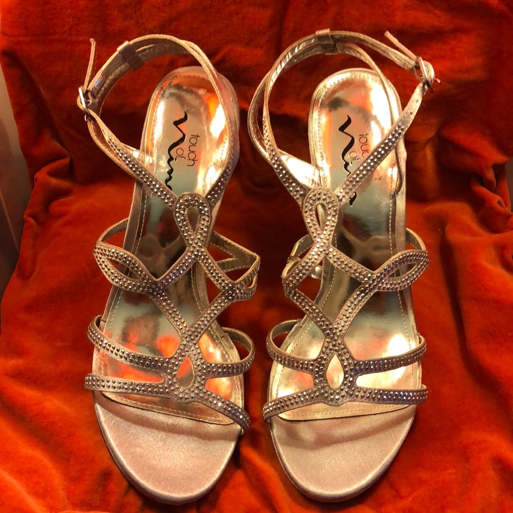 Silver studded strappy heels